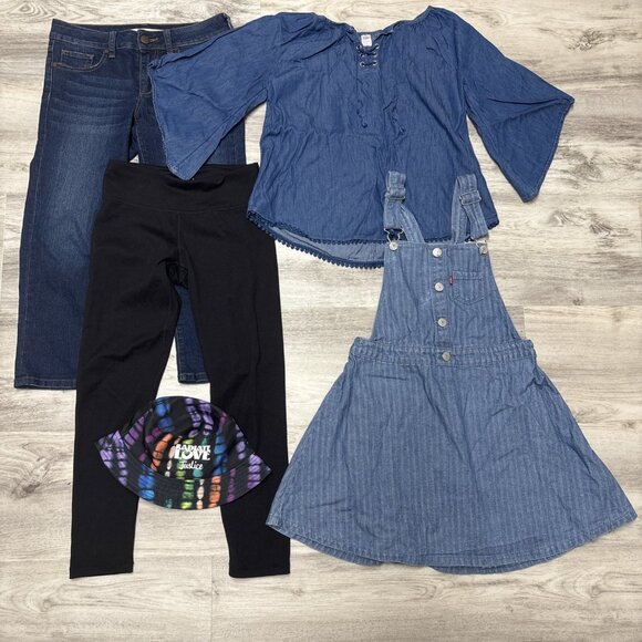 Girls Clothing Lot Size 12 L Summer Fall Back To School Denim Levis 5pc - Picture 1 of 7